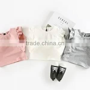 5pcs/lot New Girls T-shirts Flying Sleeve Cotton Bow Toddler Kids Girl Tee Baby Infant Tops thumbnail-4