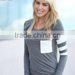 Long Sleeve Women Patchwork T-shirt thumbnail-2