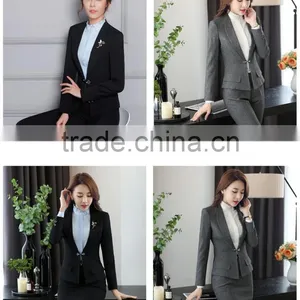 Black Grey Color Office Uniform Designs and Pictures Elegant Lady Office Uniform for Women thumbnail-2