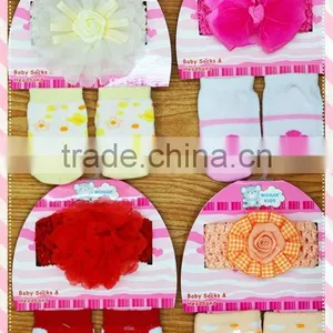 Flower Plain Baby Girl's Headband + Socks Set for Baby Gift thumbnail-2