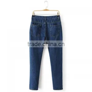 High Waist Women Jeans Embroidered Floral Narrow Bottom Various Types of Trousers thumbnail-4