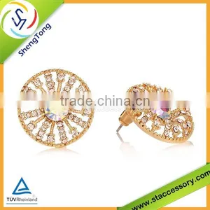2015 Hot Selling Wholesale Metal Button Earring Rhinestone thumbnail-1