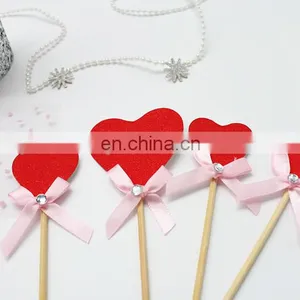 New Design Red Heart With Bow Wedding Birthday Cake Topper thumbnail-5