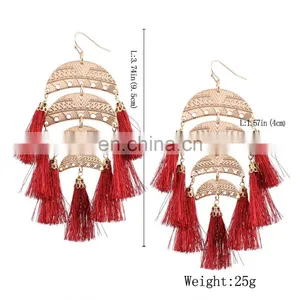 Hot Sales Multilayer Moon Metal Boho Earrings With Small Tassels thumbnail-2