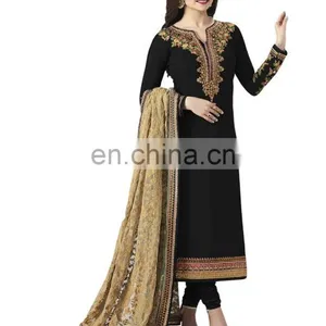 Women's Stylish Party Wear Heavy Resham Embroidery Georgette Salwar Kameez 2017 thumbnail-1