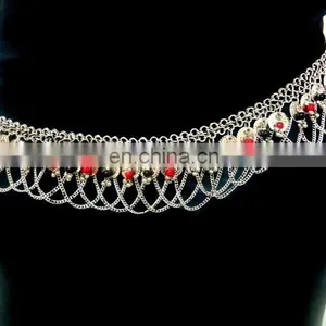 WHOLESALE DANCE TRIBAL WAIST BELT-SILVER TONE BELLY DANCE BELT- HIP CHAIN WAIST BELT COSTUME FASHION JEWELRY thumbnail-2