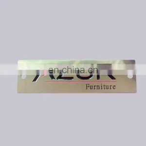 Fast Delivery Cheap Metal Tag Type Custom Etched Logo Glossy Sliver Furniture Logo Nameplate With Holes thumbnail-1