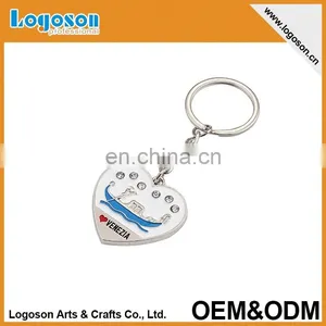 Custom Embossing Venezia Souvenir Heart Keyring Metal Keychain thumbnail-1