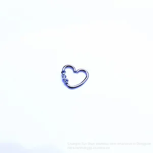 Europe and America Fashion Love Clip Ear Clip Human Body Puncture Jewelry Titanium Steel Nose Ring Foreign Trade Wholesale thumbnail-3