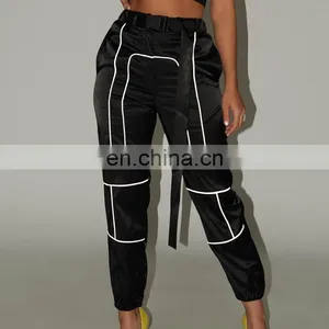 Hot Sales Best Sellers Women Fashion Tie Feet Pants Ladies Reflection Overalls Women Trousers thumbnail-4