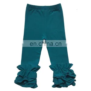 Infant Toddler Girls Double Icing Ruffle Leggings Triple Cotton Boutique Elastic Waist Slacks Joggers 27 Plain Colors 10 Sizes thumbnail-4