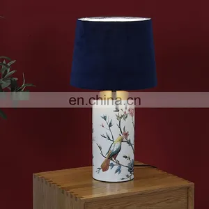 Elegant Modern Design Flower and Bird Living Room Desk Porcelain Night Lamp for Hotel Decor thumbnail-4