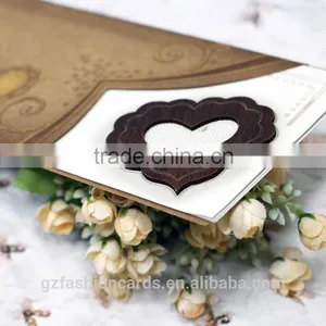 Muslim Wooden Heart-shaped Design Pocket Wedding Invitation Card thumbnail-3