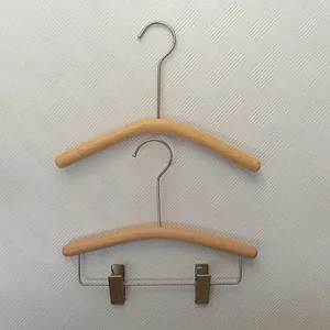 Korean Beech Customized Cloth Hangers Wood Coat Pants Rack Luxury Clothes Hanger With Anti-slip Clip thumbnail-1