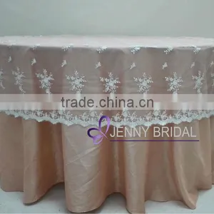 TL002R2(4) Cheap Wedding White Embroidery Lace Overlay Tablecloths thumbnail-3