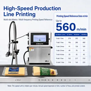 Cheese Packaging Small Character CIJ Inkjet Printer for Dairy Pouches Cups Film and Production Line Coding thumbnail-2