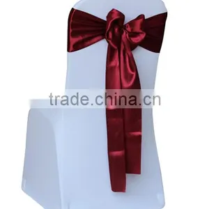 Cheap Spandex Chair Cover With Burgundy Self-tie Chair Sash thumbnail-1