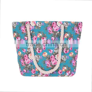Flowers Printing Handbags Shoulder Bag Canvas Appliques Portable Bags Handbag Brands thumbnail-1