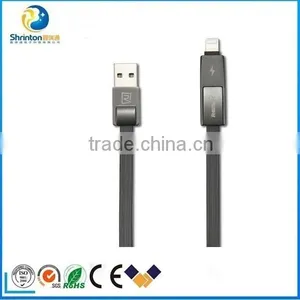 REMAX New Product 2 in 1 USB Cable Metal Connector 2.1A Fast Charging Data Cable For Iphone And Samsung Devices thumbnail-2