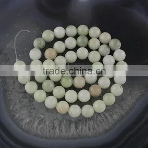 YJ1123-8 Wholesale Natrual Light Green Round Jade Beads thumbnail-1