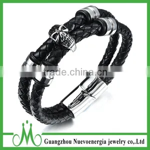 Unisex Jewelry Blue Genuine Leather Mens Bracelet Bangle Braided Durable Magnetic Clasp thumbnail-4