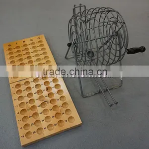 High Quality Classic BINGO SET With WOOD BALLS and SILVER CAGE thumbnail-1