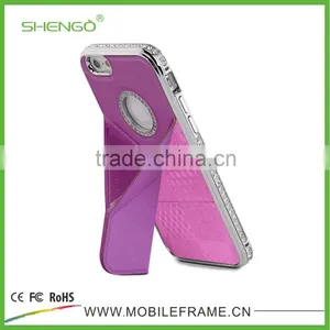 PU Leather and Diamond Metal Stands Function Phone Cases for IPhone 6 thumbnail-6