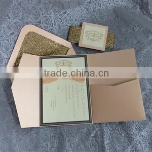 High Quality Crown Indian Vintang Wedding Invitation Card With Glitter thumbnail-2