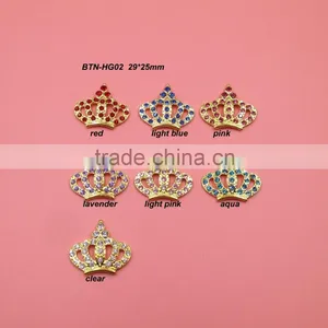 Hot Selling Gold Plting 29*25mm Flatback Rhinestone Button for Hair Accessary(BTN-HG02) thumbnail-1