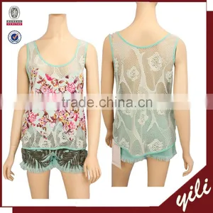 2015 Own Design Sleeveless Sexy 95%Polyester 5%Spandex Mesh Front Print Women SUMMER Tank Top thumbnail-1