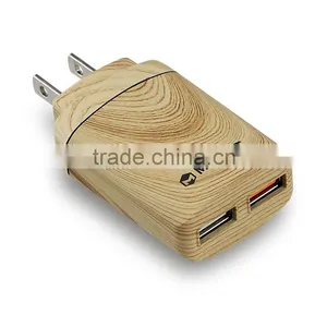 Quick Charge 3.0 Daul USB Wall Charger, USB Travel Charger, Travel Charger Wood thumbnail-1