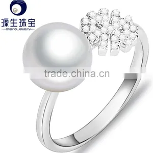 Fashion 8-9mm AAA Round Natural Freshwater Round Pearl Ring thumbnail-3