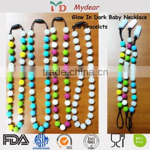 BPA Free Silicone Glow In the Dark Bead Necklace thumbnail-2
