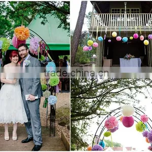 Hot Sale High Quality Beautiful Tissue Paper Pom Wedding Cloth Decoration thumbnail-5