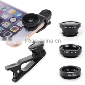 Hot Selling Universal 3 In 1 Clip On Fish Eye Macro Wide Angle Smartphone Camera Lens for Samsung Galaxy j5 thumbnail-5