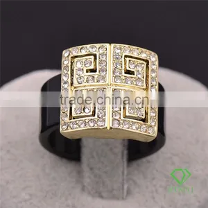 Lady Jewelry Full Crystal 18k Gold Plating Black Rings thumbnail-1