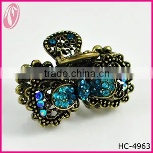 Mini Crystal Bow Hair Claw Clamp With Rhinestone Bowknot thumbnail-1