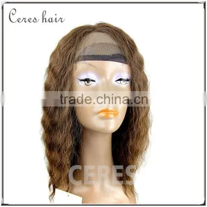 Sexy & Wild Long Curly Wavy Hair Wig Slight Brown 100 Percent Human Hair Wigs With Front Lace Cap thumbnail-4