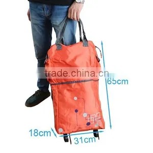 Orange Shoulder Folding Shopping Bags With Wheels GWB021 thumbnail-2