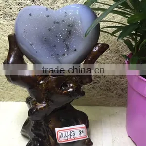 Natural Brazil Agate Love Heart Geodes Crystal Gifts For Sale thumbnail-2
