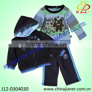 Cute Design Children Clothes Boy Casual Hoodie 3pcs Set thumbnail-1