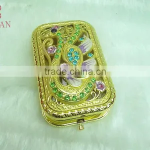 Metal Souvenir Gold Swan Rhinestone Mirror/antique Gold Swan Makeup Mirror/promotional Gift Gold Swan Compact Mirror thumbnail-2