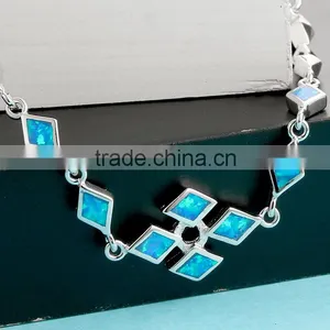 925 Sterling Silver Blue Opal Bracelet For Men Fine Jewelry SBI182W thumbnail-4