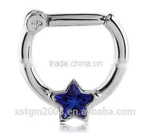 Diamond Stainless Steel Clicker Star Nose Ring Clicker Piercing Jewelry thumbnail-2