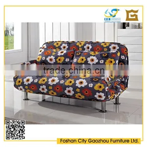 Rural Style Flower Sofa Cum Bed Fabric Fold Out Sofa Bed With Arms for Home Furniture thumbnail-1