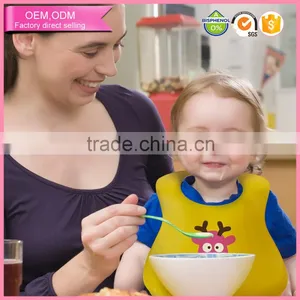Waterproof Food Catcher Silicone Baby Bib Easily Wipes Clean thumbnail-1
