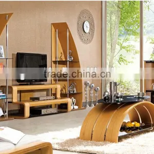 Hot Sale W Shape Coffee Table/ Black Tempering Glass Table Set S113 thumbnail-1