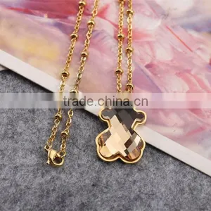 Champagne !Charming ! Fashion Design ! Latest Gold Chain Big Stone Bear Necklace thumbnail-5