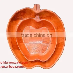 Unique Woven Wooden Bread Fruit Apple Shaped Bowl thumbnail-1