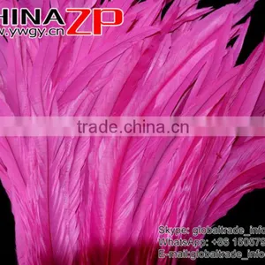 Top Supplier ZPDECOR Wholesale 35-40cm Length Good Quality Hot Pink Fully Dyed Rooster Chicken Feathers thumbnail-3